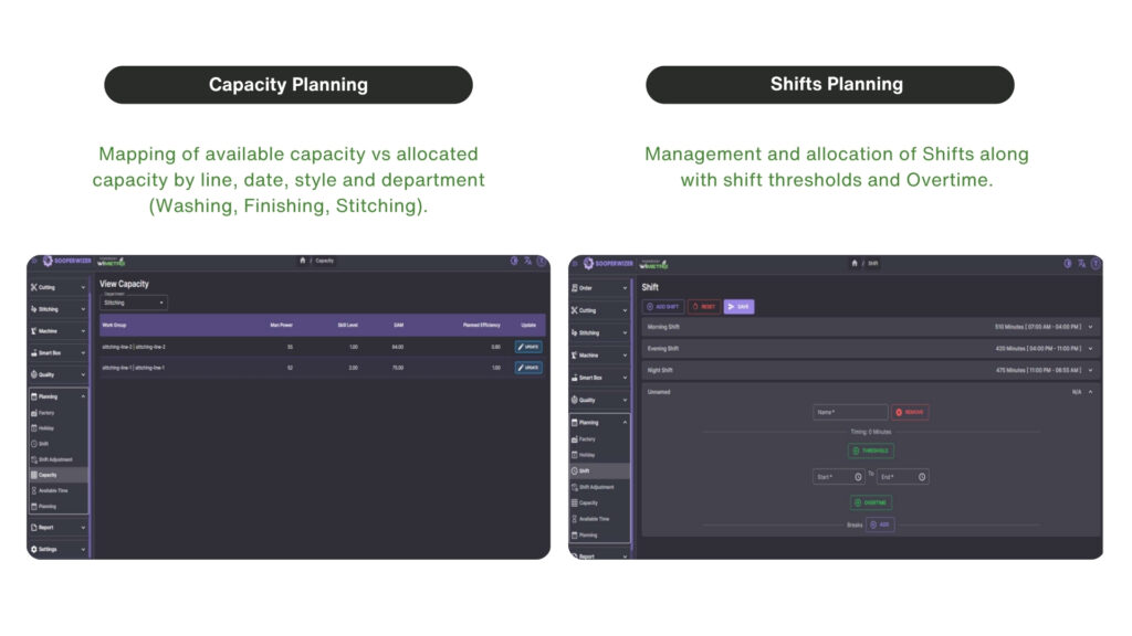 apparel production shifts and capacity planning software