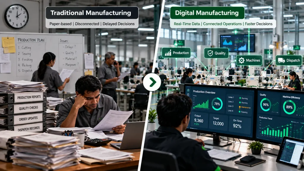 Traditional manufacturing VS digital manufacturing